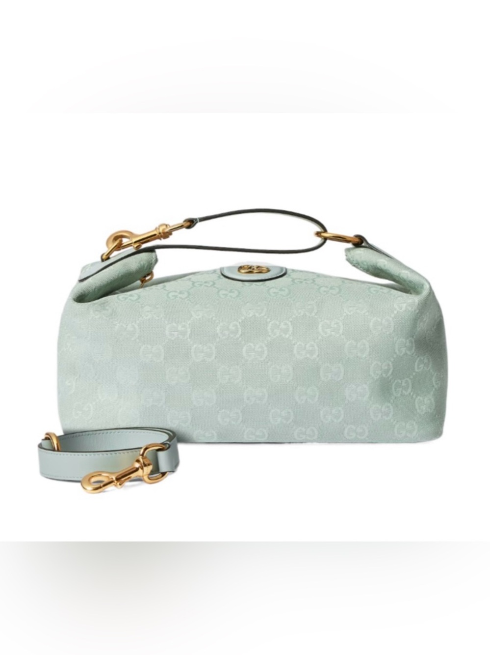 Gucci Mint Green GG Jacquard Shoulder Bag with Gold Hardware - Picture 1 of 5